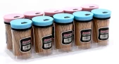 Flip-lid Carbonized Bamboo Toothpick in Plastic Can