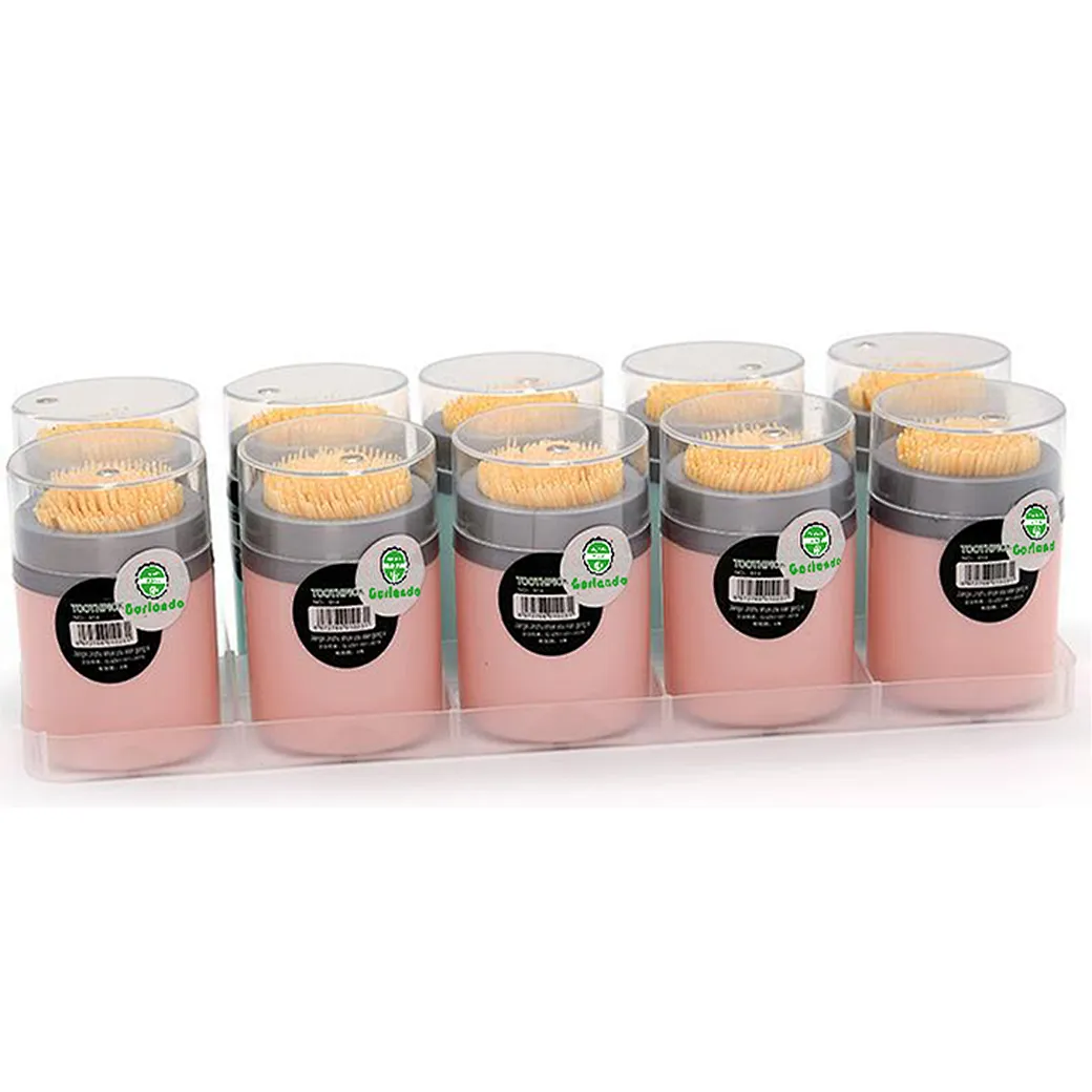 Elegant Small Waist Bamboo Toothpicks in Clear Bottle Packaging