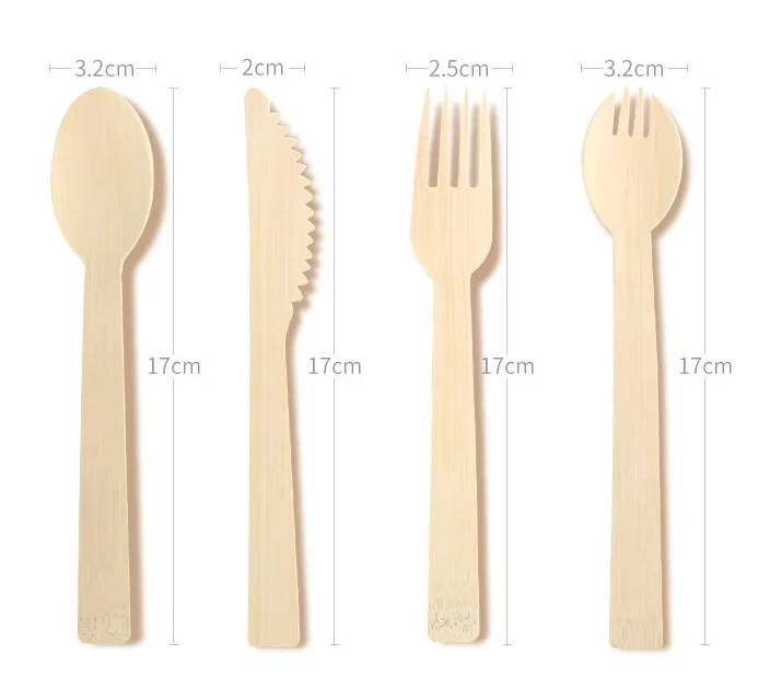 Premium Disposable Bamboo Knife Fork Spoon Set